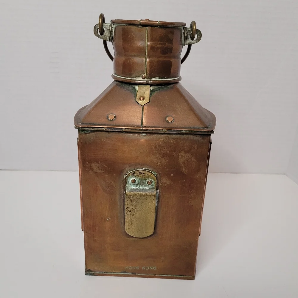 Copper Brass Tung Woo Masthead Nautical Oil Lantern Reflector Bubble Glass Lamp